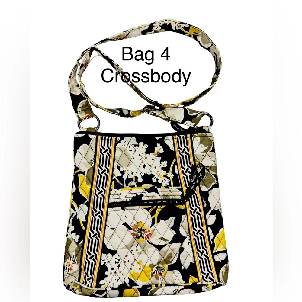 Vera Bradley 4-Piece Set Tote Shoulder Bags Crossbody Floral Yellow - Picture 11 of 13